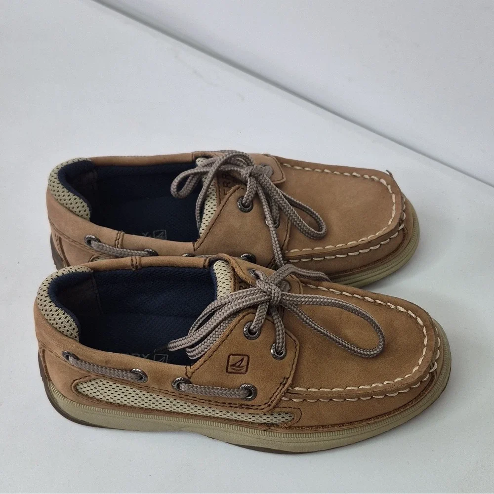 Sperry Lanyard Boys Brown Leather Boat Shoes Lace-Up Breathable US 13M 31